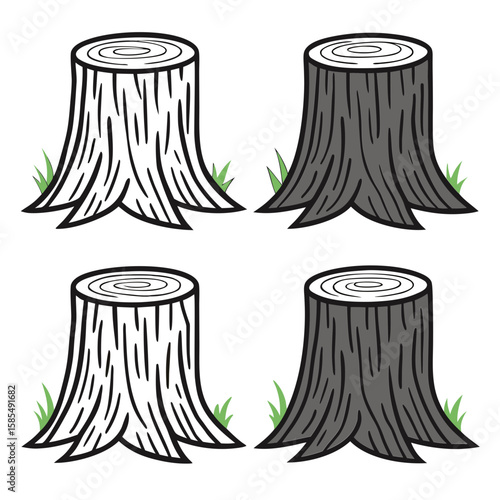 Tree stumps with grass wood nature