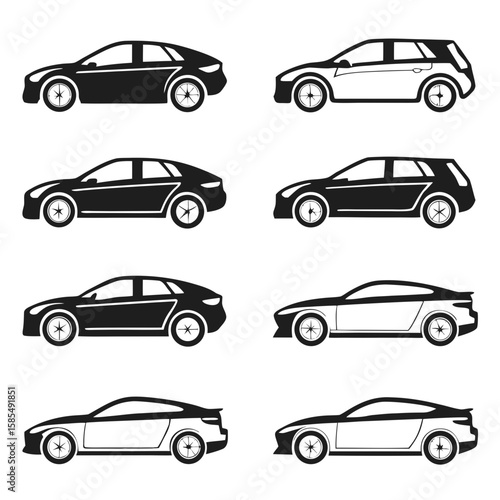 Various automobile silhouettes vehicle sedan