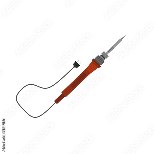 soldering iron flat design vector illustration for Electronic Repair and DIY Projects. station temperature, lead rosin, electric tool desolder soldering iron sign.