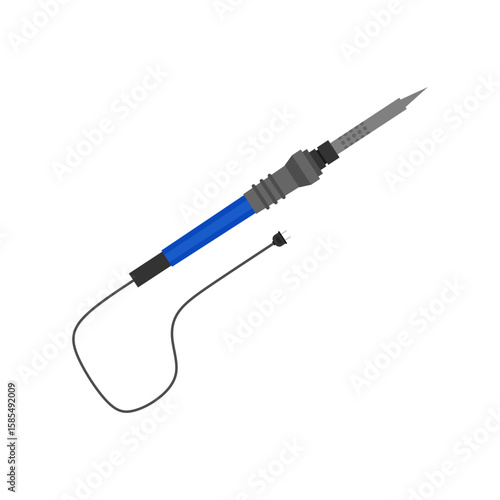 soldering iron flat design vector illustration for Electronic Repair and DIY Projects. station temperature, lead rosin, electric tool desolder soldering iron sign.