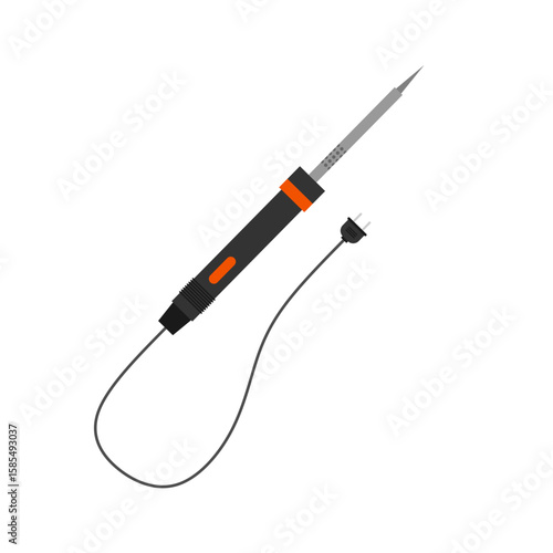 soldering iron flat design vector illustration for Electronic Repair and DIY Projects. station temperature, lead rosin, electric tool desolder soldering iron sign.