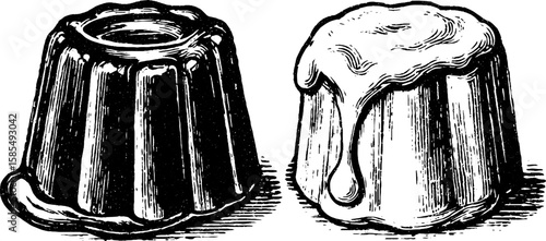 Vintage engraved illustration of chocolate fondant assortment for culinary design