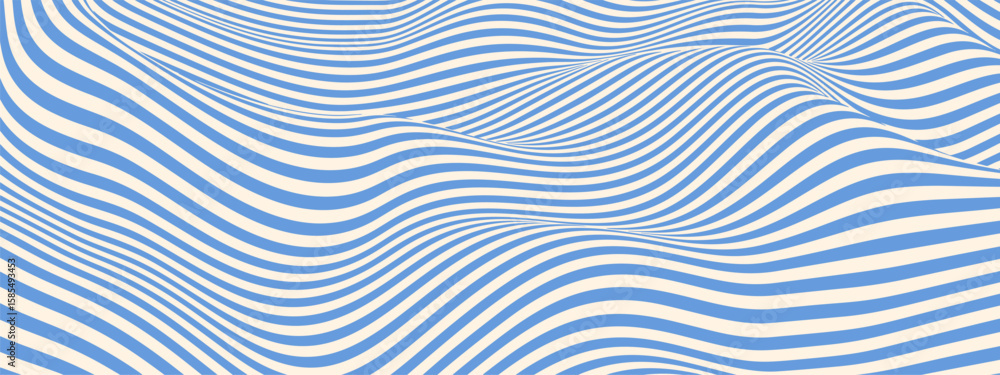 Groovy psychedelic wave pattern with abstract liquid lines and retro marble effects. Y2K blue ripple design for funky vector art and trippy banners. Seamless 70s inspired geometric motions.