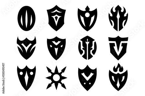 Silhouette fantasy shields collection: medieval and mythical designs