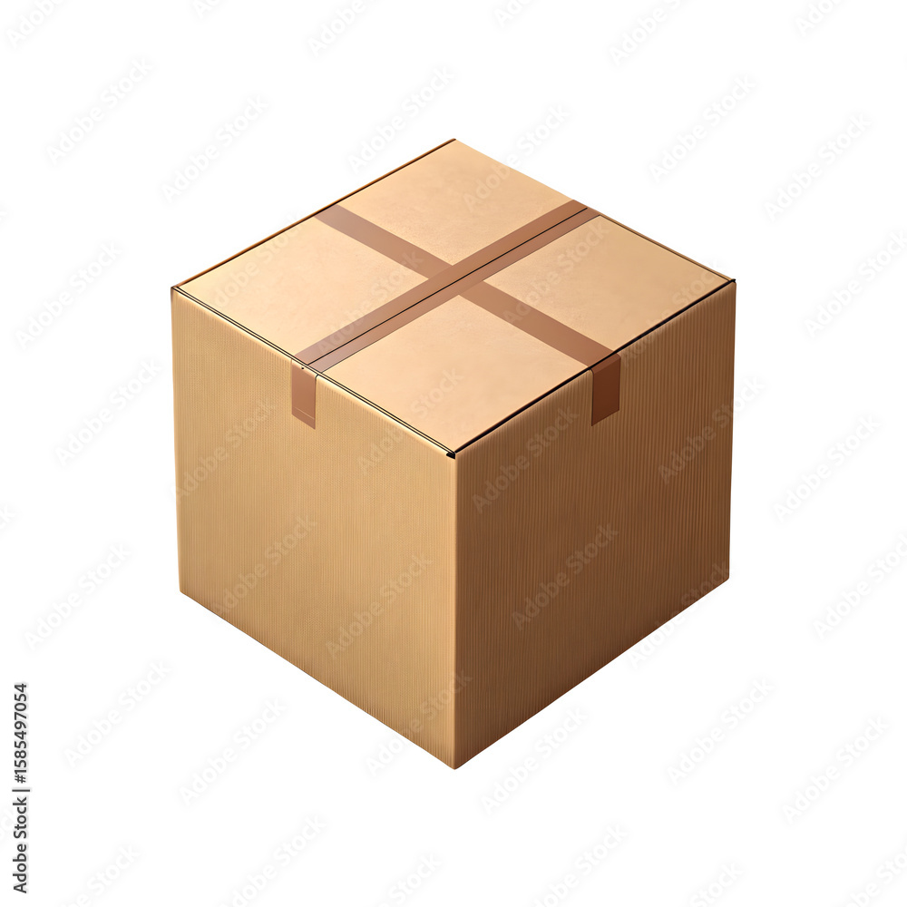 Brown cardboard box on a white background, taped shut and ready for delivery, storing items, or moving merchandise. Brown cardboard box on a white background, taped shut and ready for delivery, storing items, or moving merchandise.