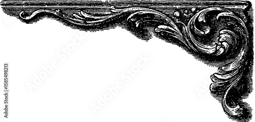 Vintage ornate engraving of antique postcard corner for retro design projects