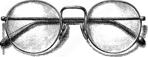 Vintage spectacles engraving for historical and educational design