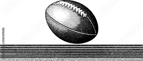Engraved rugby ball illustration design for sports print and decor
