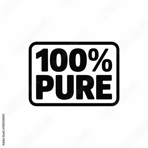 Bild auf Leinwand Black and White 100 Percent Pure Label with Rounded Rectangle Border