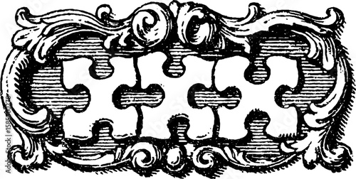 Classic engraved puzzle design symbolizing teamwork and collaboration