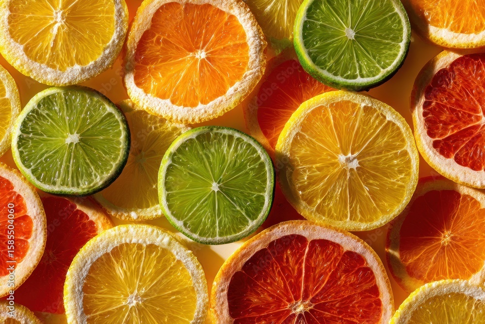Fototapeta premium Citrus slices, vibrant colors, healthy food