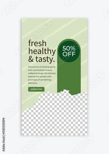 Fresh Healthy and Tasty Food Menu Instagram Story Template for Restaurant and Cafe Promotions