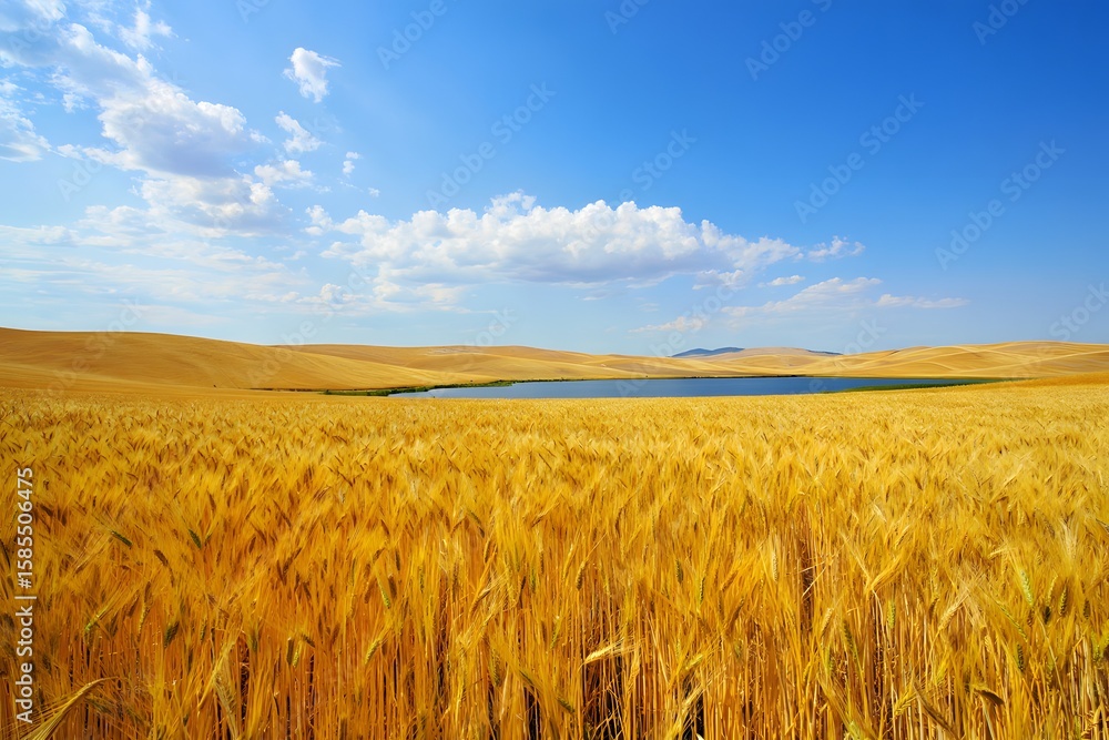 Obraz premium wheat field and blue sky