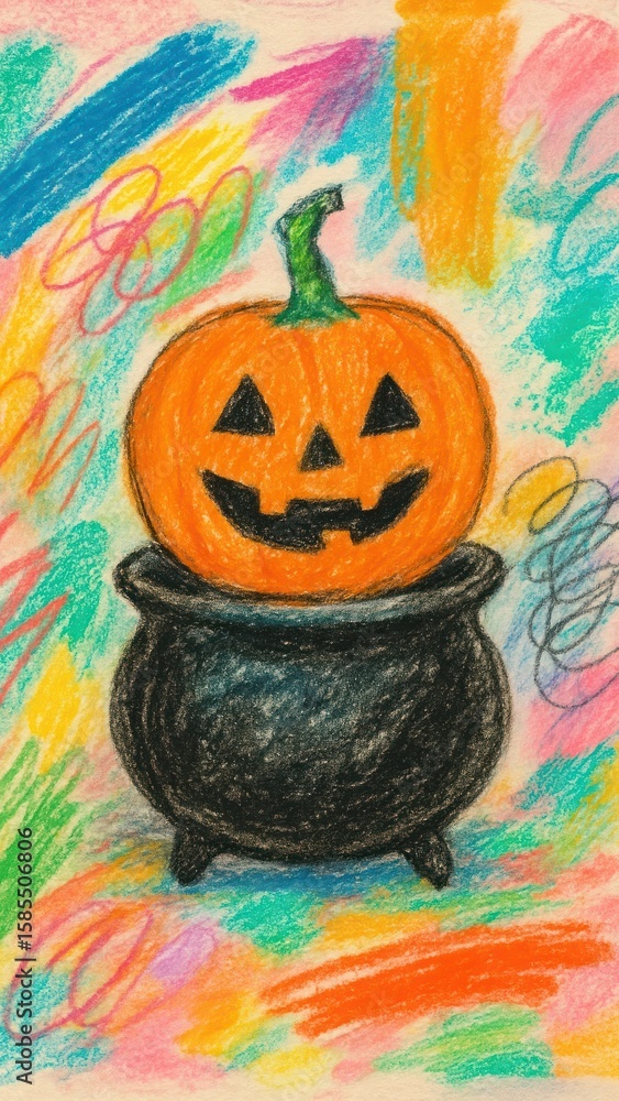 Fototapeta premium Colorful Halloween pumpkin illustration