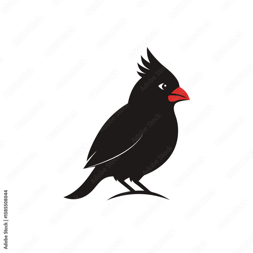 Fototapeta premium Vector illustration of a black crow silhouette on a white background, perfect for nature or wildlife designs