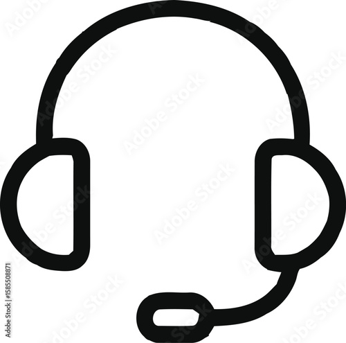 Headphone line icon, editable vector illustration. Headset or headphones with a microphone. Supporter earphone