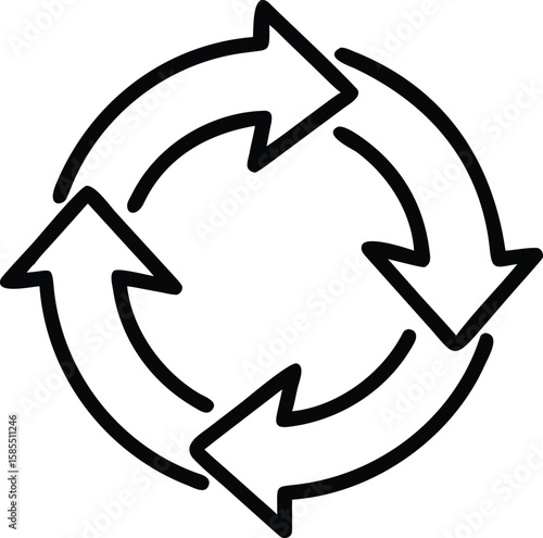 Four circular arrows pointing clockwise in a simple line art style