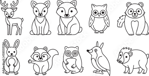 Delightful Forest Friends A Collection of Adorable Animal Outlines for Children's Designs and Nature-Themed Projects
