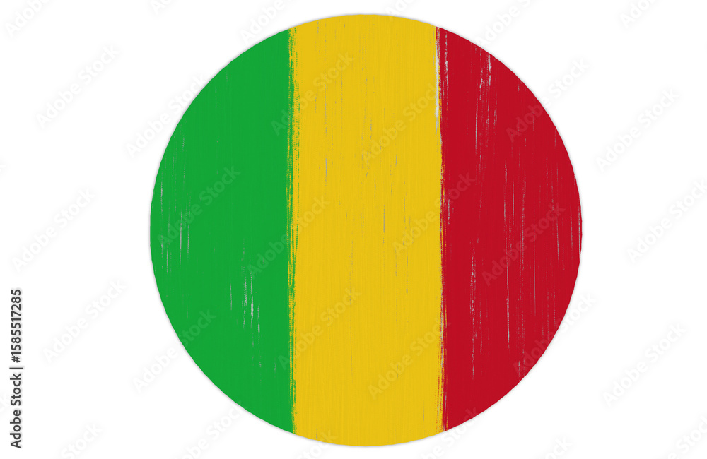 Fototapeta premium mali flag round shape with paint strokes