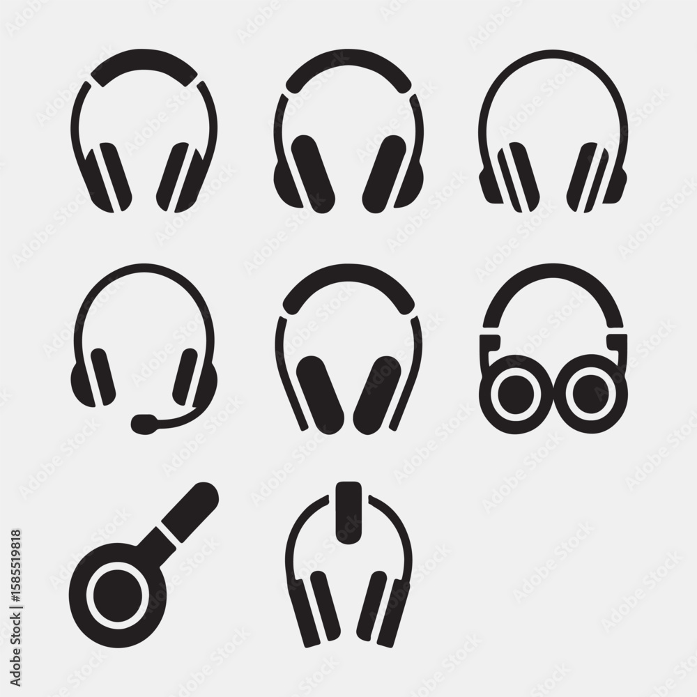 Set of Various Headphones and Headsets Icons
Set of Various Headphones and Headsets Icons