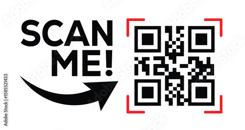 QR code scan icon set. Scan me frame. QR code scan for smartphone. QR code for mobile app, payment and identification. Vector illustration.