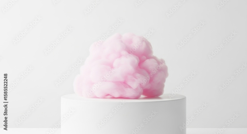 Fototapeta premium Fluffy pink cotton candy isolated on white background