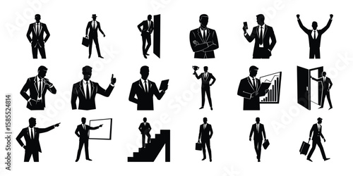 Silhouette Collection: Confident Businessmen, Success, Achievement, Modern Style