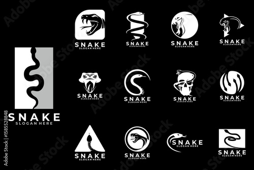Set of snake logo design vector template. Snake animal logo inspirations set