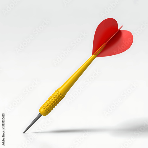 A single red dart with a golden barrel isolated on a white background