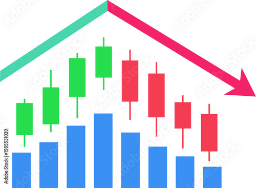 Stock market illustration on isolated background, flat vector illustration