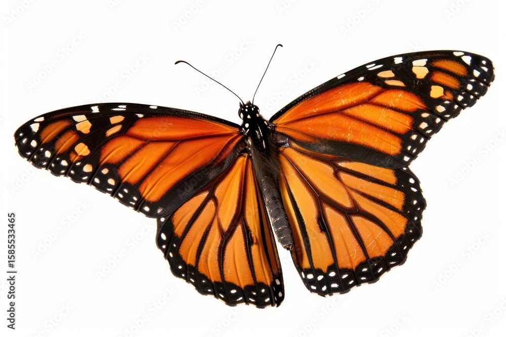 Fototapeta premium Monarch butterfly flying insect invertebrate accessories.