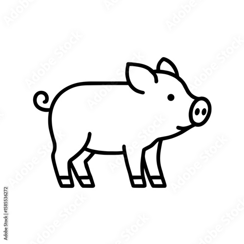 One pig icon, symbolizing livestock farming – outline