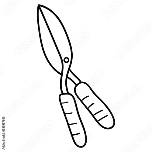 Hand drawn doodle garden scissors on white background.