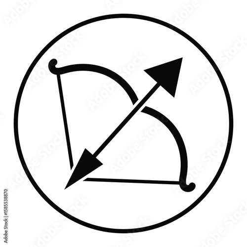 Bow and arrow vector, icon. Stylist archer illustration sign symbol website graphic design. Flat symbol archery bow icon isolated on white background. Vector illustration. eps 10