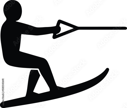 Silhouette water skier performing watersport activity vector illustrator