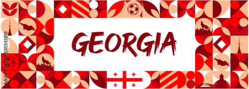 Colorful Geometric georgia Banner with Cultural Symbols and Flag Elements