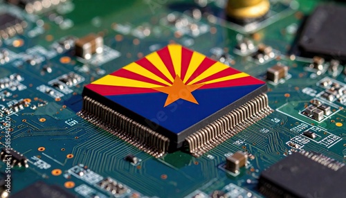 Arizona flag on circuit board