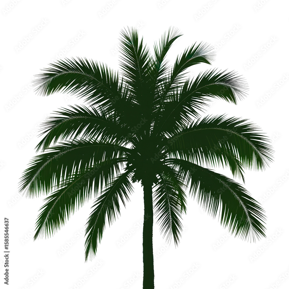Obraz premium Lush Palm Tree Silhouette Against Clear Sky for Summer Relaxation