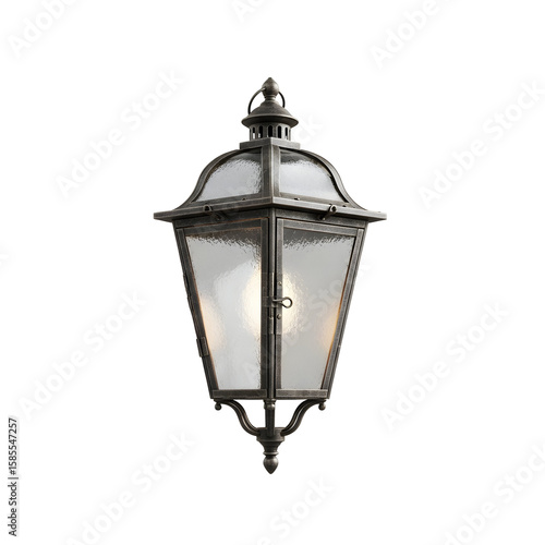 Vintage outdoor lantern on black background