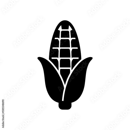 Corn cob, symbolizing crop yield – black fill