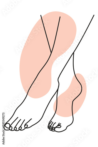 foot care line drawing heels leg	against a flesh background