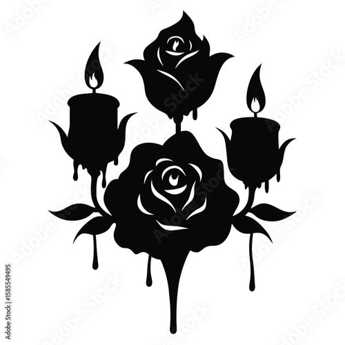 Gothic Black Roses & Melting Candles - Dark Floral & Occult Symbolism