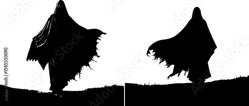 Mysterious Hooded Figure Silhouettes: Ghostly and Grim Reaper Concepts