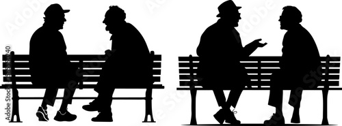People on Bench Silhouettes: Conversation and Community Interaction