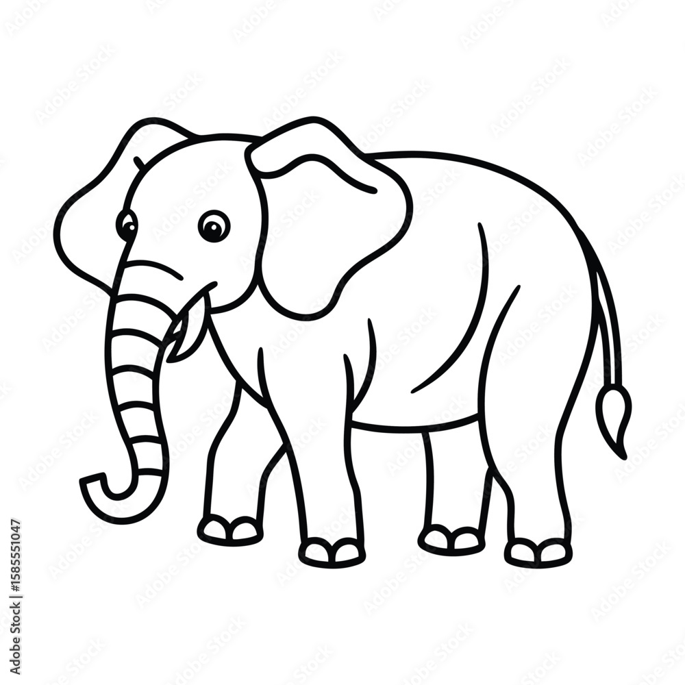 Fototapeta premium Happy elephant standing on white background animal