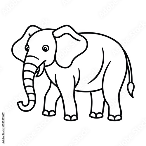 Happy elephant standing on white background animal