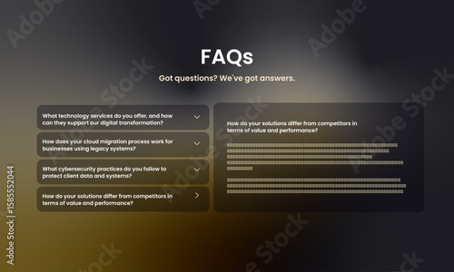Modern and minimal dark faqs ui design