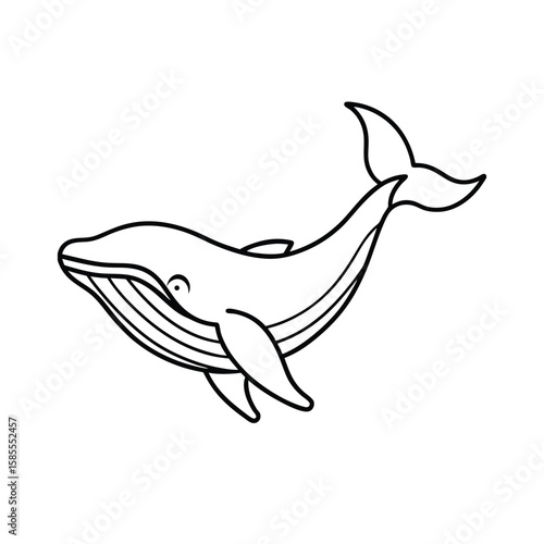 Minimalist whale breaching outline ocean marine life