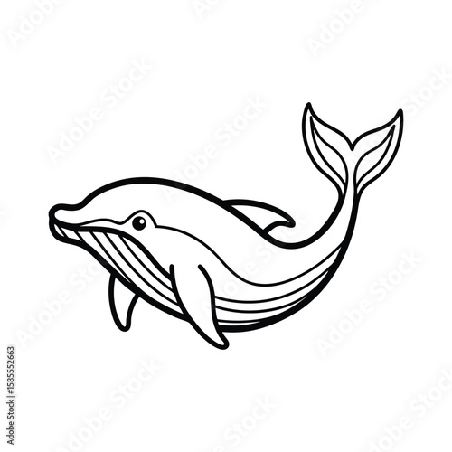 Minimalist whale breaching outline ocean marine life