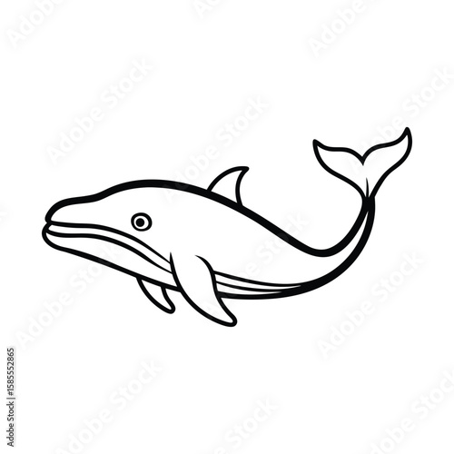 Minimalist whale outline breaching ocean marine life